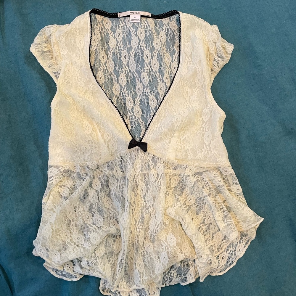 Kimchi Blue Cream and White Lace Top - Picture 4 of 7